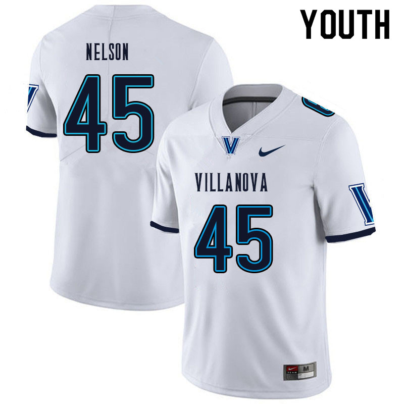 Youth #45 Jordan Nelson Villanova Wildcats College Football Jerseys Sale-White - Click Image to Close